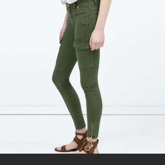 ZARA army green skinny cargo pants - Picture 4 of 4
